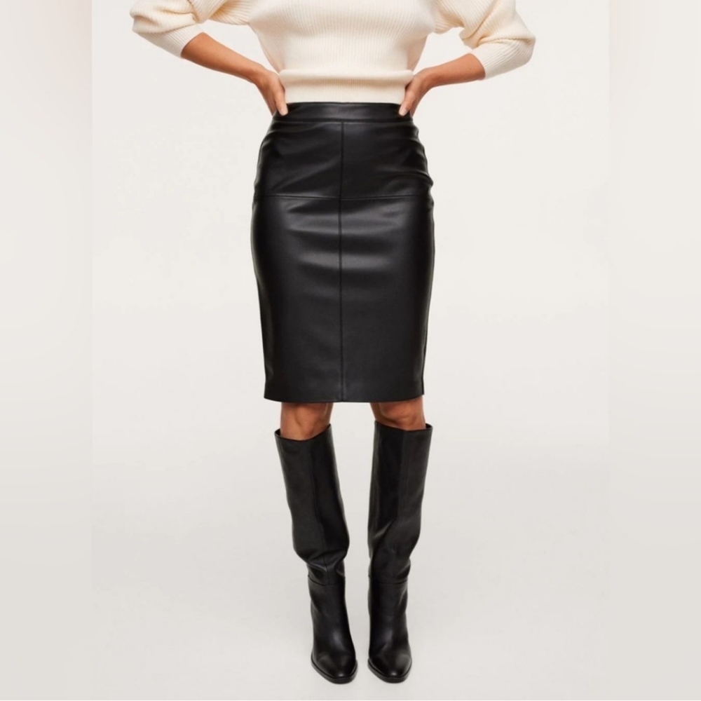MANGO Leather-effect Pencil Skirt